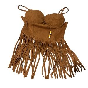 Women's Fringed Western Pocahontas Festival Top Cosplay S Small Spirit Halloween